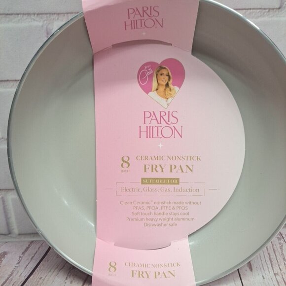 Paris Hilton "Thats Hot" 8-Inch Ceramic Nonstick Fry Pan Pink Handle Dishwasher - Picture 2 of 6